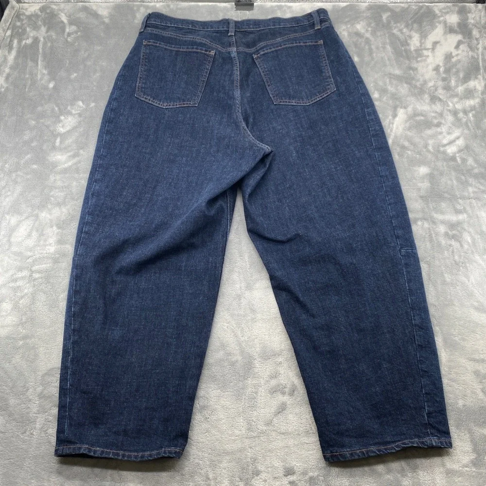 Old Navy Evie Womens 16 High Rise Barrel Leg Baggy Jeans Dark Wash Blue EUC